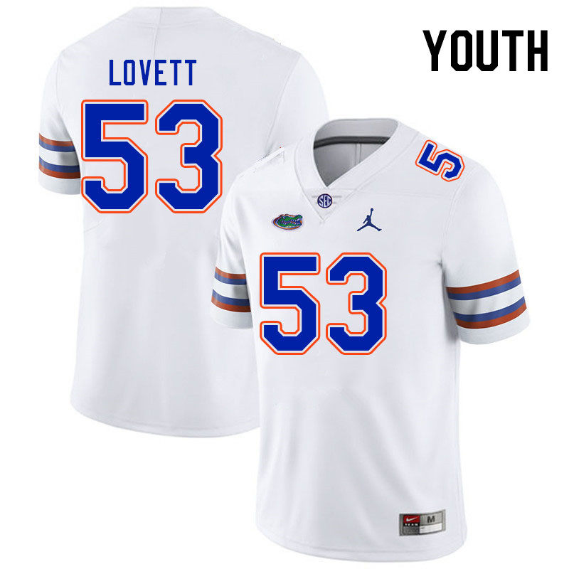 Youth #53 Bryce Lovett Florida Gators College Football Jerseys Stitched-White